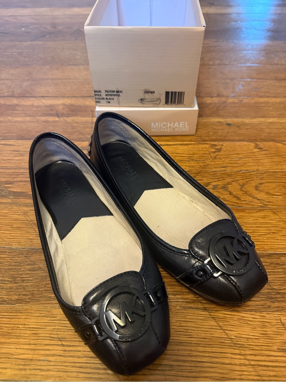 Michael Kors Black Leather MK Logo Loafers